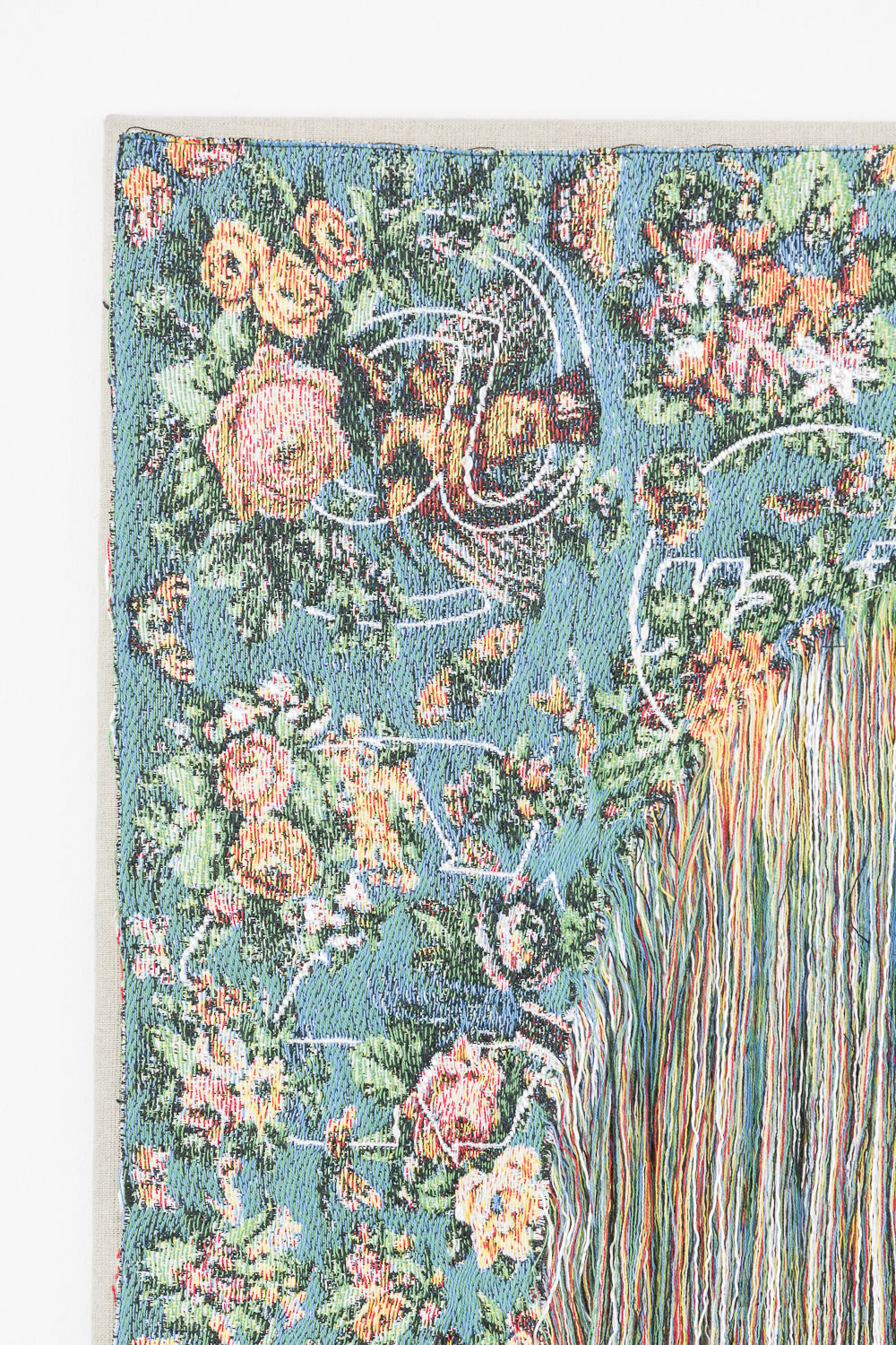 CERTAINTY / ENTROPY (PERANAKAN 5), 2014 - aufgetrennter Stoff, Holzrahmen 75 × 71 cm