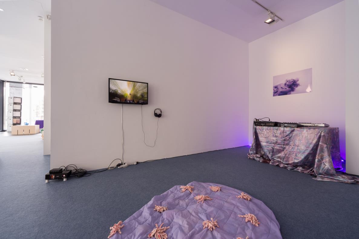 JANINA LEMPARTY isle of pleasure, Stoffinstallation mit Wutbällen, 2015_ELISABETH (LIS) SCHRÖDER et in arcadia ego (Prolog), Video, 2015