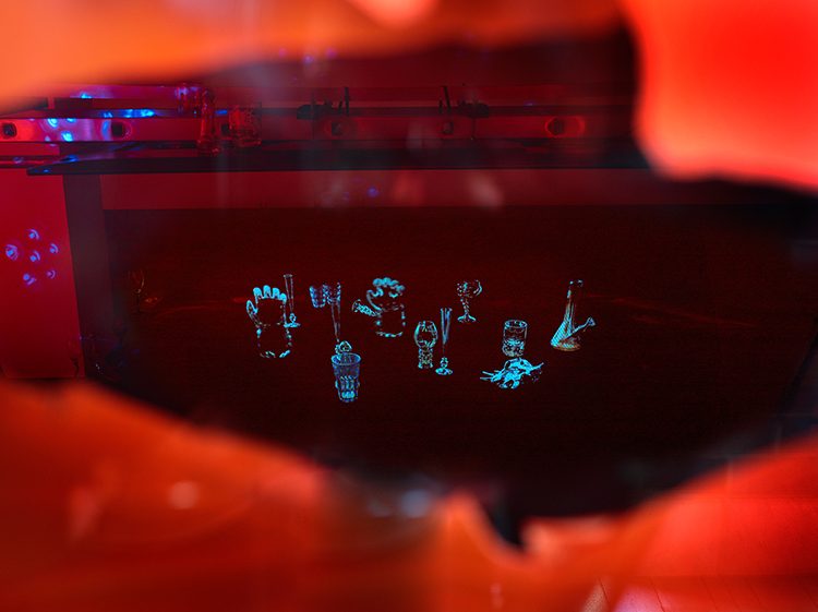 Gerrit Frohne-Brinkmann, Nicola Gördes, Stella Rossié  & Paul Spengemann: P-A-N-T-S-D-O-W-N, 2018 Photo: Simon Vogel