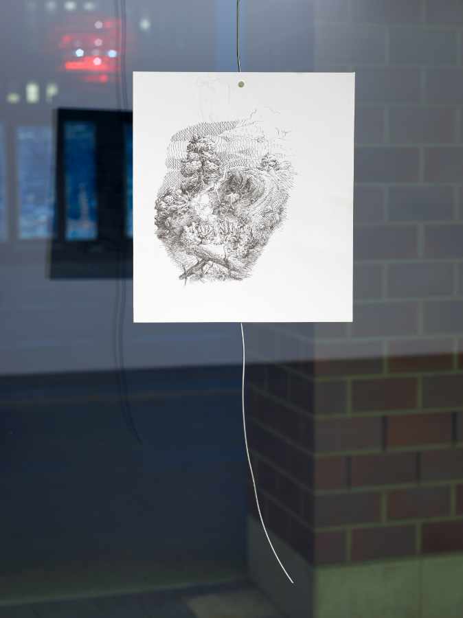 Jannis Marwitz: Ohne Titel, 2019, Tinte auf Papier, 23 x 20 cm, Dortmunder Kunstverein, Foto: Simon Vogel