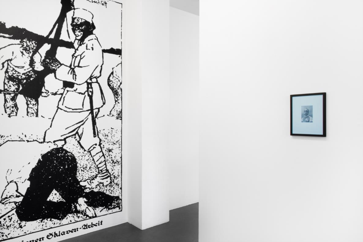 James Gregory Atkinson, Preußisches Liebesglück (Detail), 2021, wall paper, photography, peacock chair, audio piece, installation view ‘6 Friedberg-Chicago’, Dortmunder Kunstverein Courtesy: the artist, Dortmunder Kunstverein Photo: Jens Franke