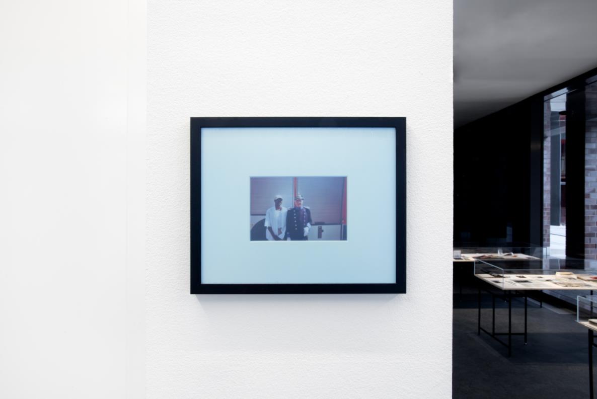 James Gregory Atkinson, CST/CET Office (Detail), 2021, clocks, photography, counter, installation view, ‘6 Friedberg-Chicago’, Dortmunder Kunstverein Courtesy: the artist, Tyrown Vincent, Dortmunder Kunstverein Photo: Jens Franke