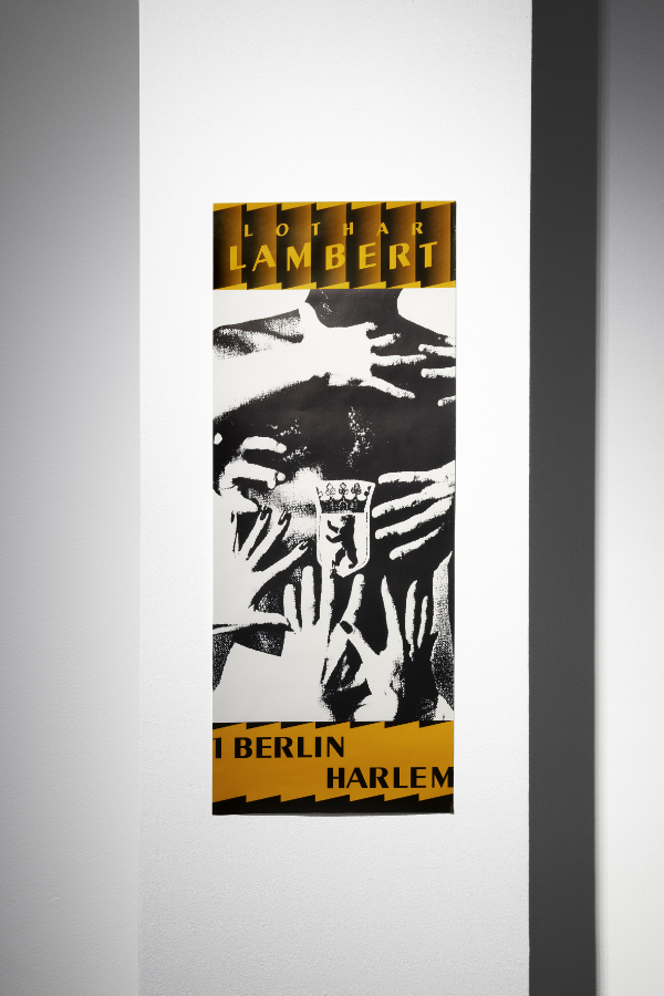 James Gregory Atkinson, ‘6 Friedberg-Chicago’ (Detail), 2021/22, film poster Lothar Lambert: 1 Berlin-Harlem, 1974, installation view Dortmunder Kunstverein Courtesy: the artist, Dortmunder Kunstverein Photo: Jens Franke